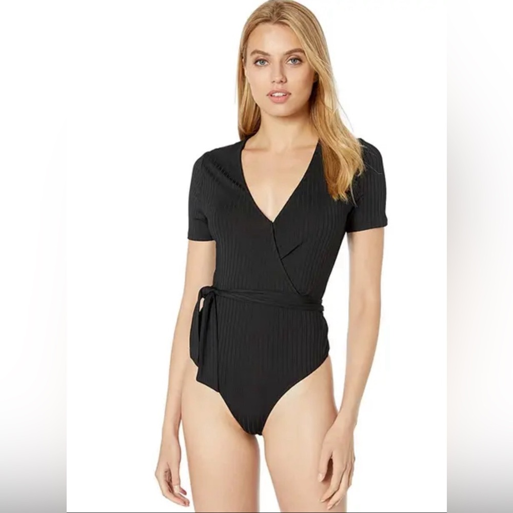 ASTR The Label Women Wrap Bodysuit Black